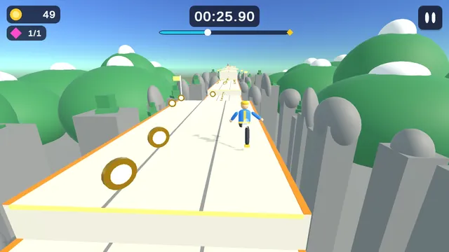 Collecting coins on a mountain path